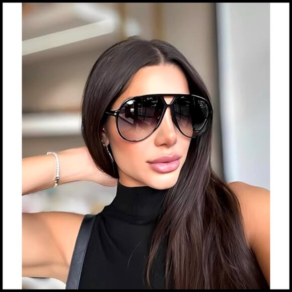 Retro Aviator Sunglasses Oversized Square Frame UV Protection Unisex main image 4